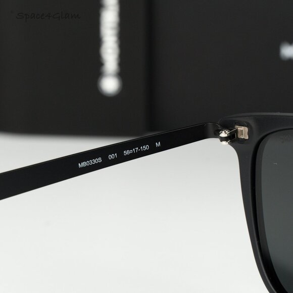 Montblanc Women Sunglasses Matte Black Smoke Square MB0330S 001 NEW AUTHENTIC
